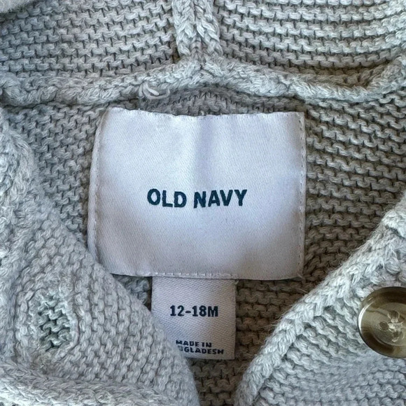 Old Navy Toddler Unisex Hooded Knit Button Front Sweater Gray Size 12-18 Months - Picture 2 of 3